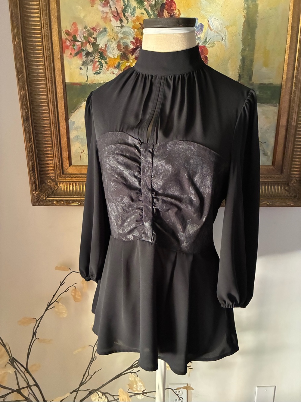 Black Whimsigoth Vampcore Corset Blouse Size Medium